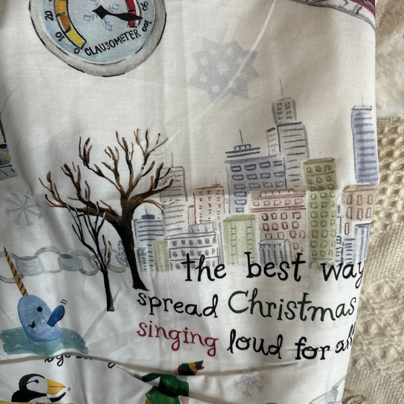 Pottery Barn Holiday PILLOWCASE KING ELF village Deer Christmas Disney kid SET 2