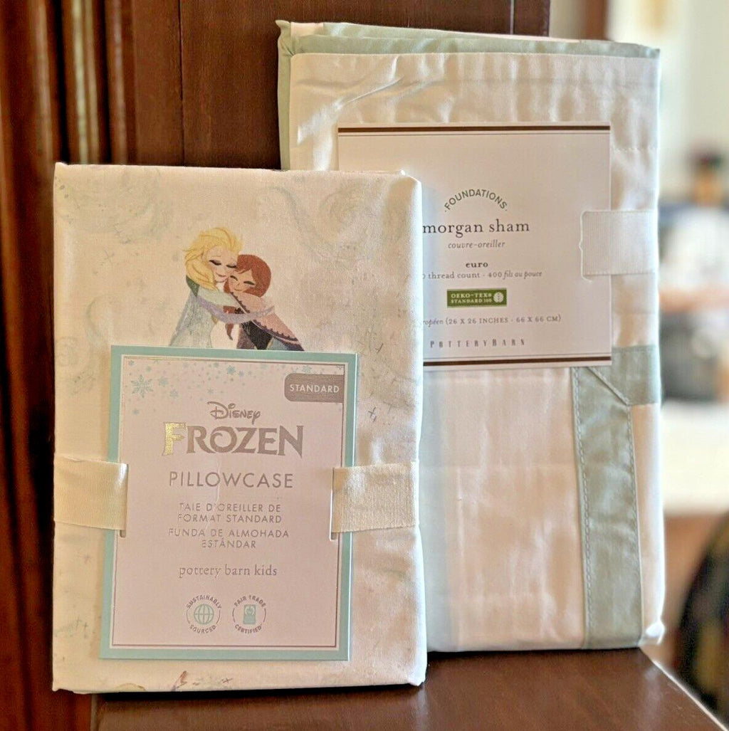Pottery Barn Frozen Disney princess Elsa pillowcase + Sham holiday gift SET 2