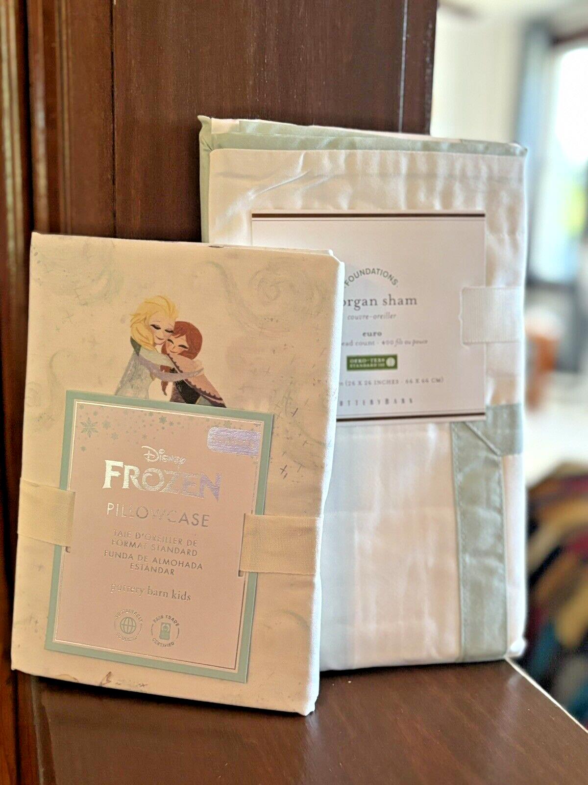 Pottery Barn Frozen Disney princess Elsa pillowcase + Sham holiday gift SET 2