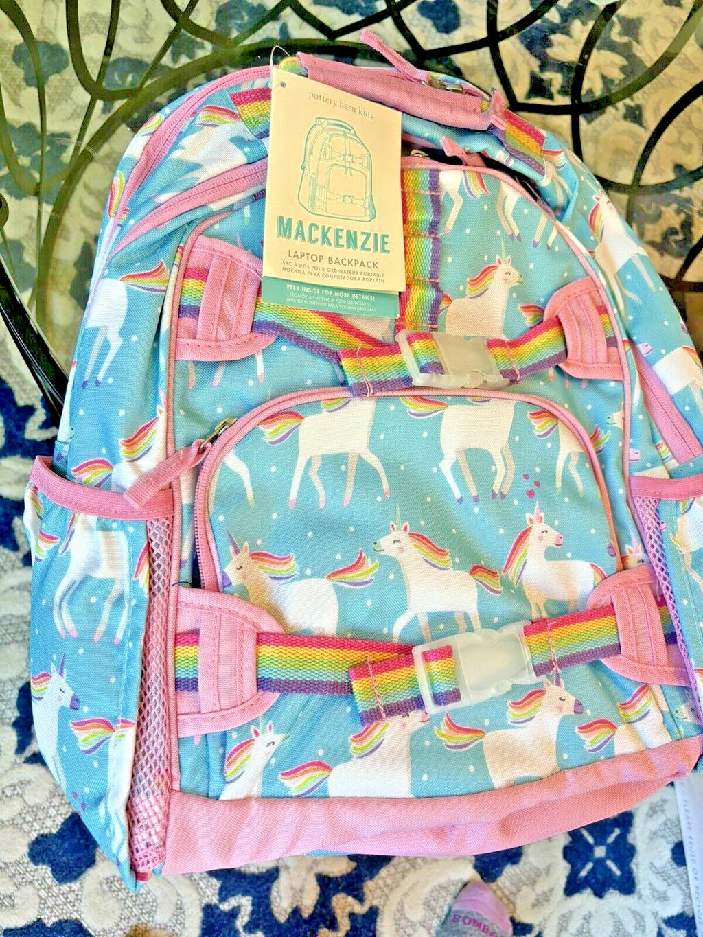 Pottery barn Disney School BACKPACK LARGE Rainbow Unicorn Heart Travel Girl ?? /