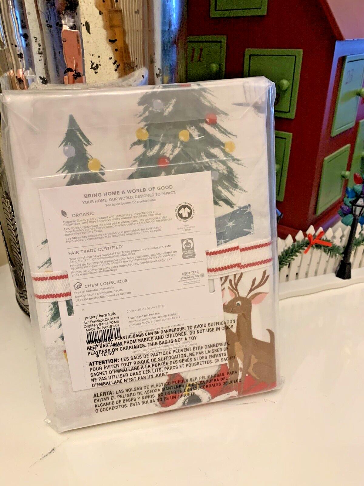 Pottery Barn kids holiday Christmas Rudolph Santa gift Disney pillowcase ?? 1