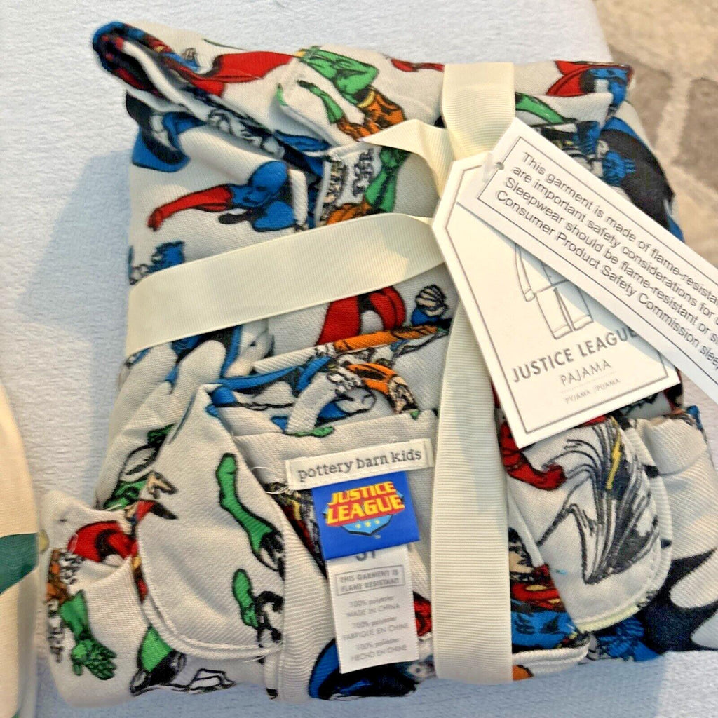 Disney Pottery Barn Holiday Justice League sleep pj batman Pajama set flash `