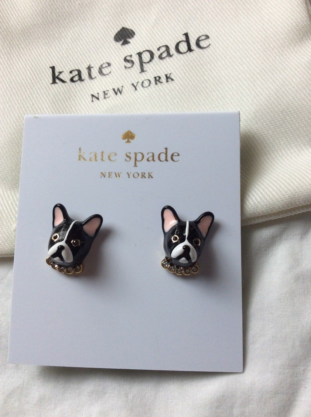 Kate Spade SET MA CHERIE ANTOINE DOG NECKLACE + EARRINGS STUD Boston terrier 1