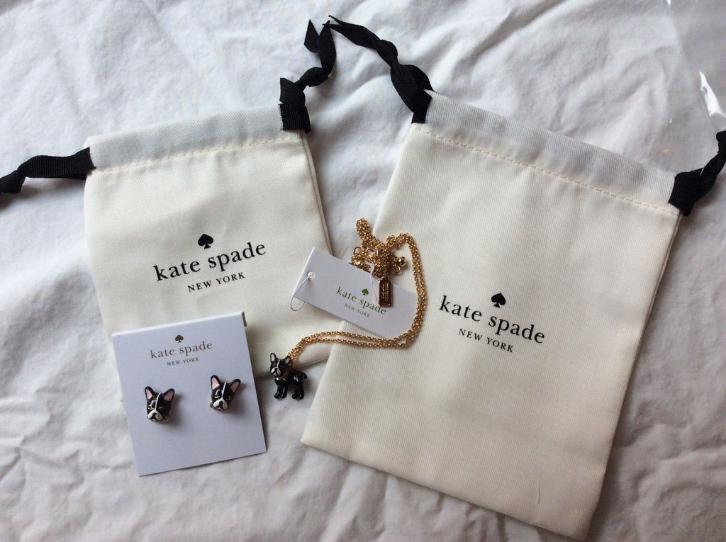 Kate Spade SET MA CHERIE ANTOINE DOG NECKLACE + EARRINGS STUD Boston terrier 1