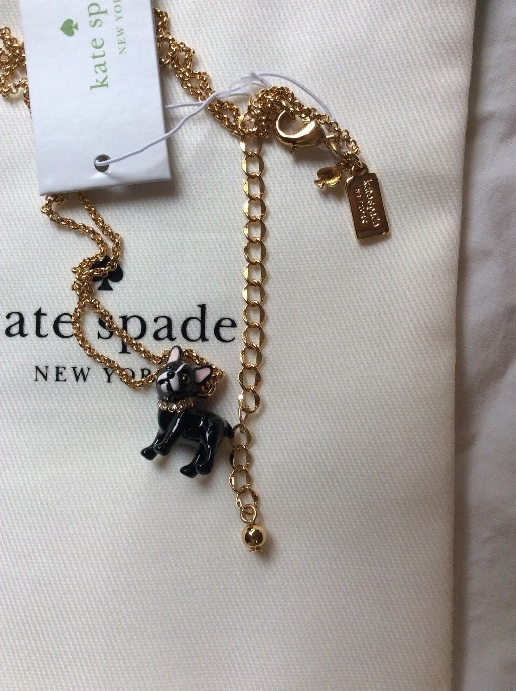 Kate Spade SET MA CHERIE ANTOINE DOG NECKLACE + EARRINGS STUD Boston terrier 1