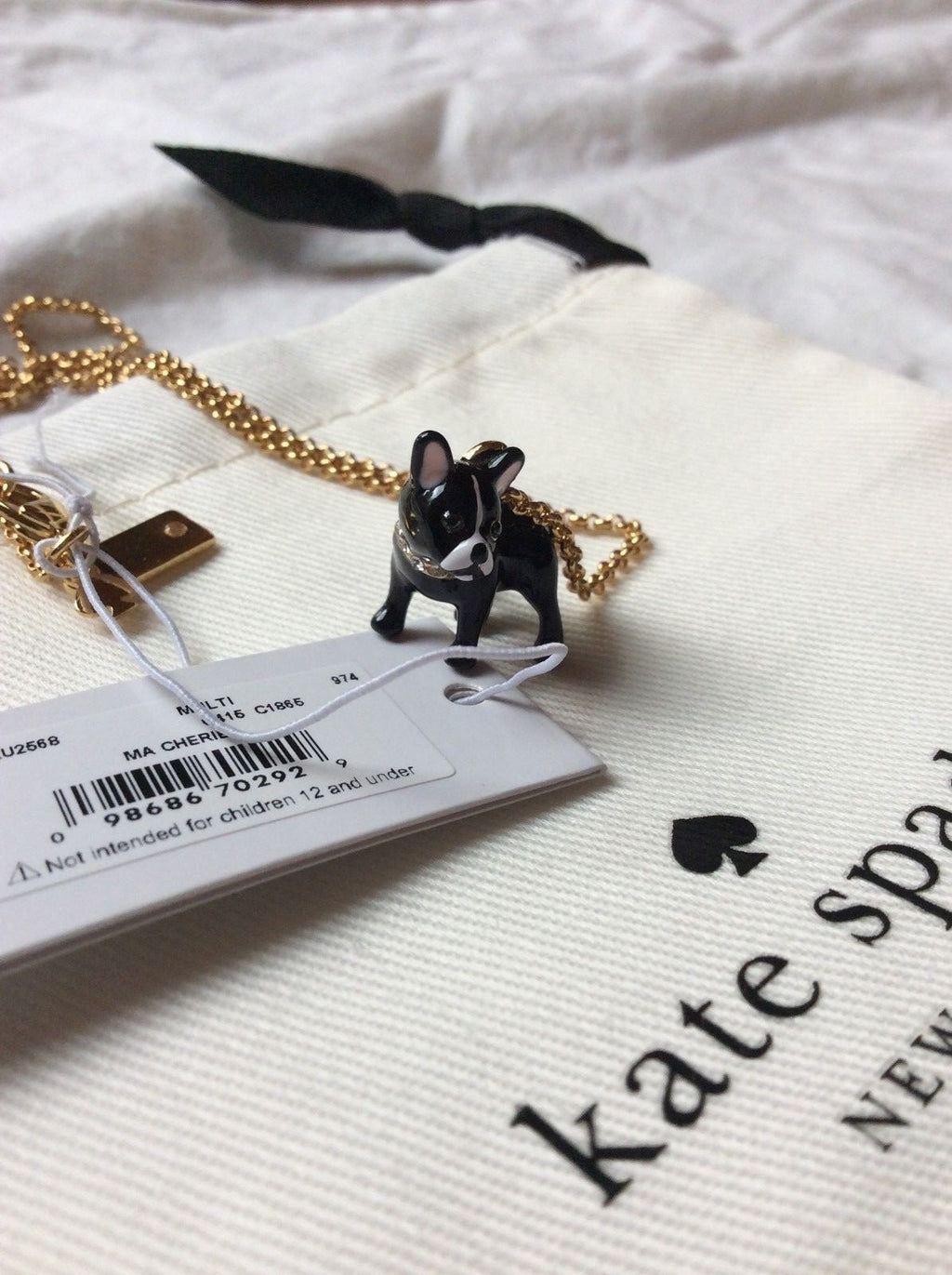 Kate Spade SET MA CHERIE ANTOINE DOG NECKLACE + EARRINGS STUD Boston terrier 1