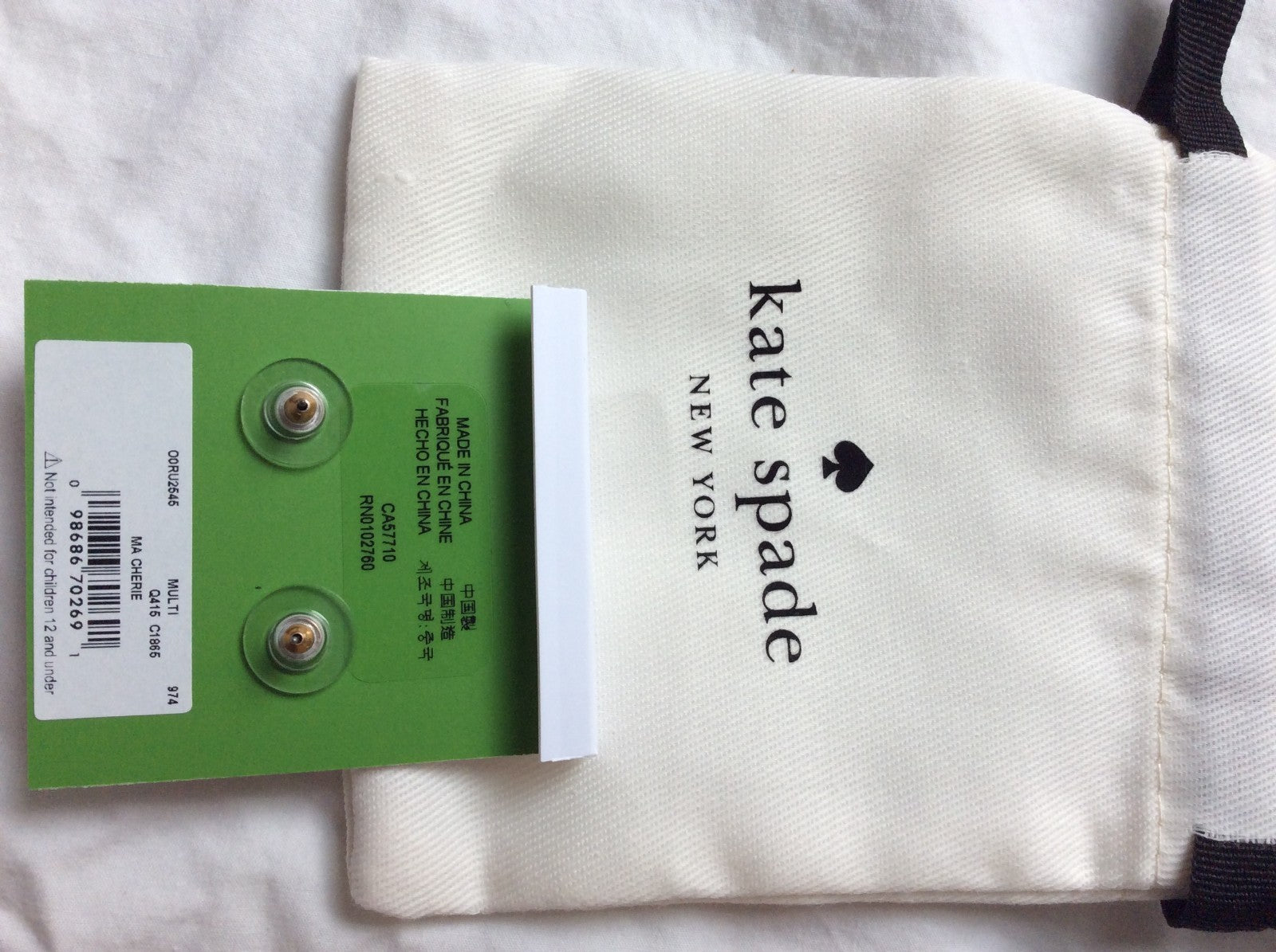 Kate Spade SET MA CHERIE ANTOINE DOG NECKLACE + EARRINGS STUD Boston terrier 1
