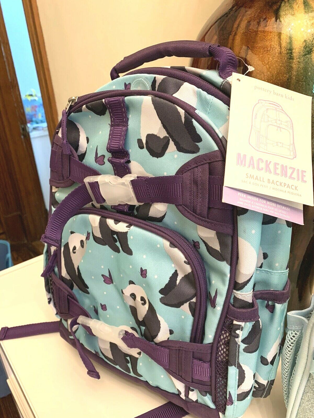 Pottery Barn school Disney Backpack Panda+water bottle panda rainbow TRAVEL ?? .