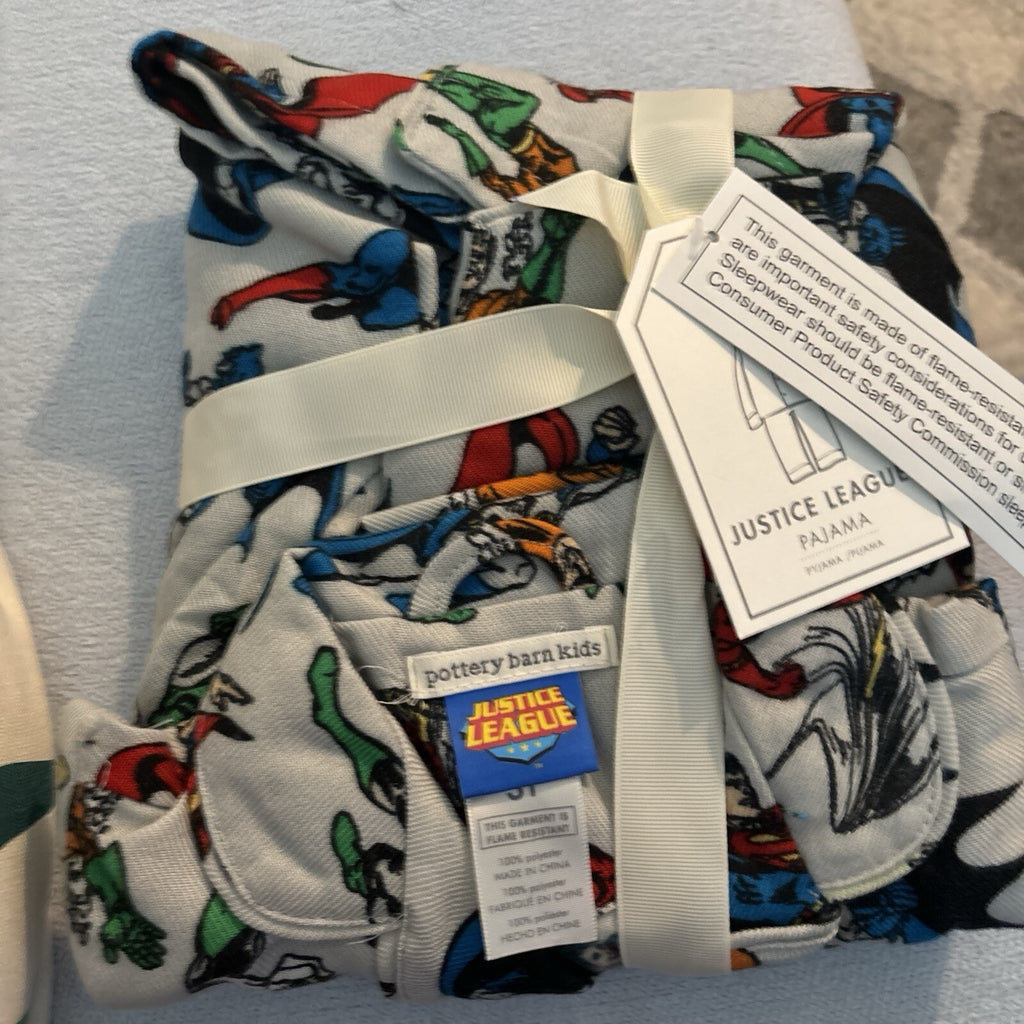 Disney Pottery Barn Holiday Justice League sleep pj batman Pajama set flash `