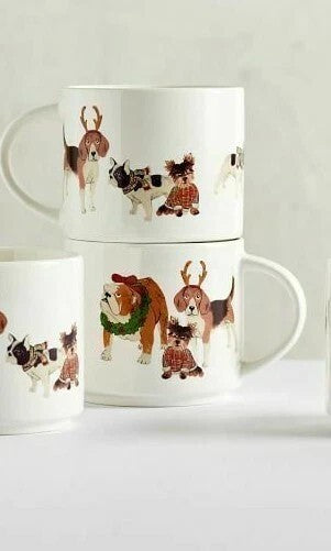 Williams sonoma pottery barn Mug Christmas tree holiday gift Dog kid coffee cup