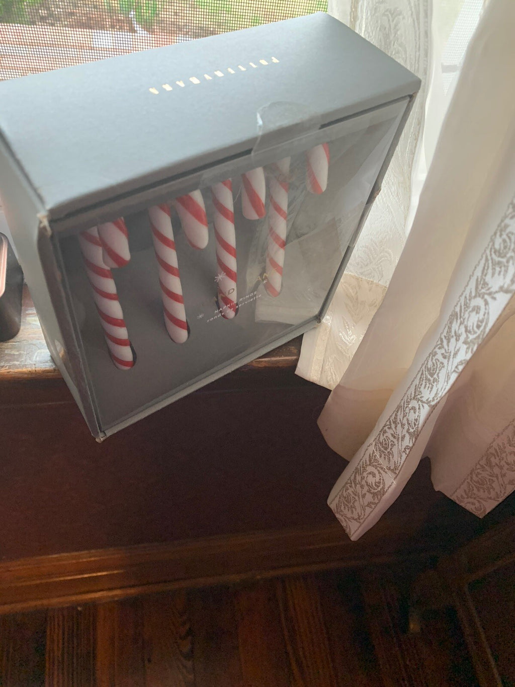 Pottery barn holiday Ornament Candy Cane Christmas NAPKIN RING party gift kid =