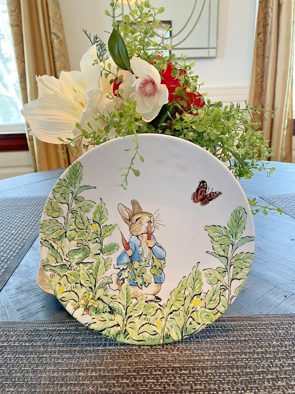 Disney Pottery Barn PLATE Peter rabbit Easter holiday Party BUNNY kid SET 4 a