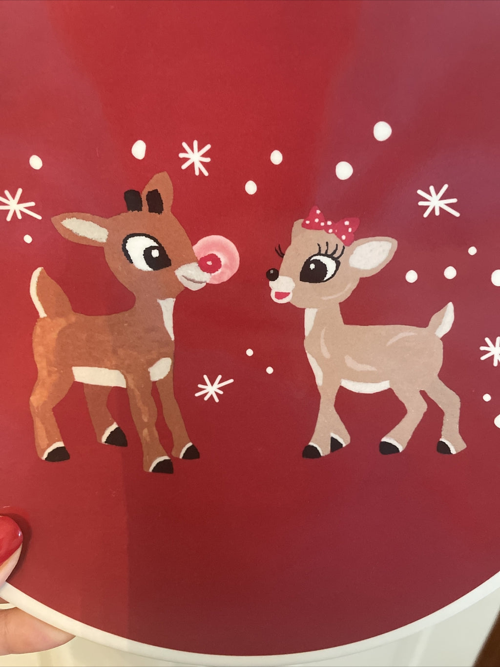 Pottery Barn holiday Rudolph Reindeer Disney Christmas PLATE UTENSIL party kid [
