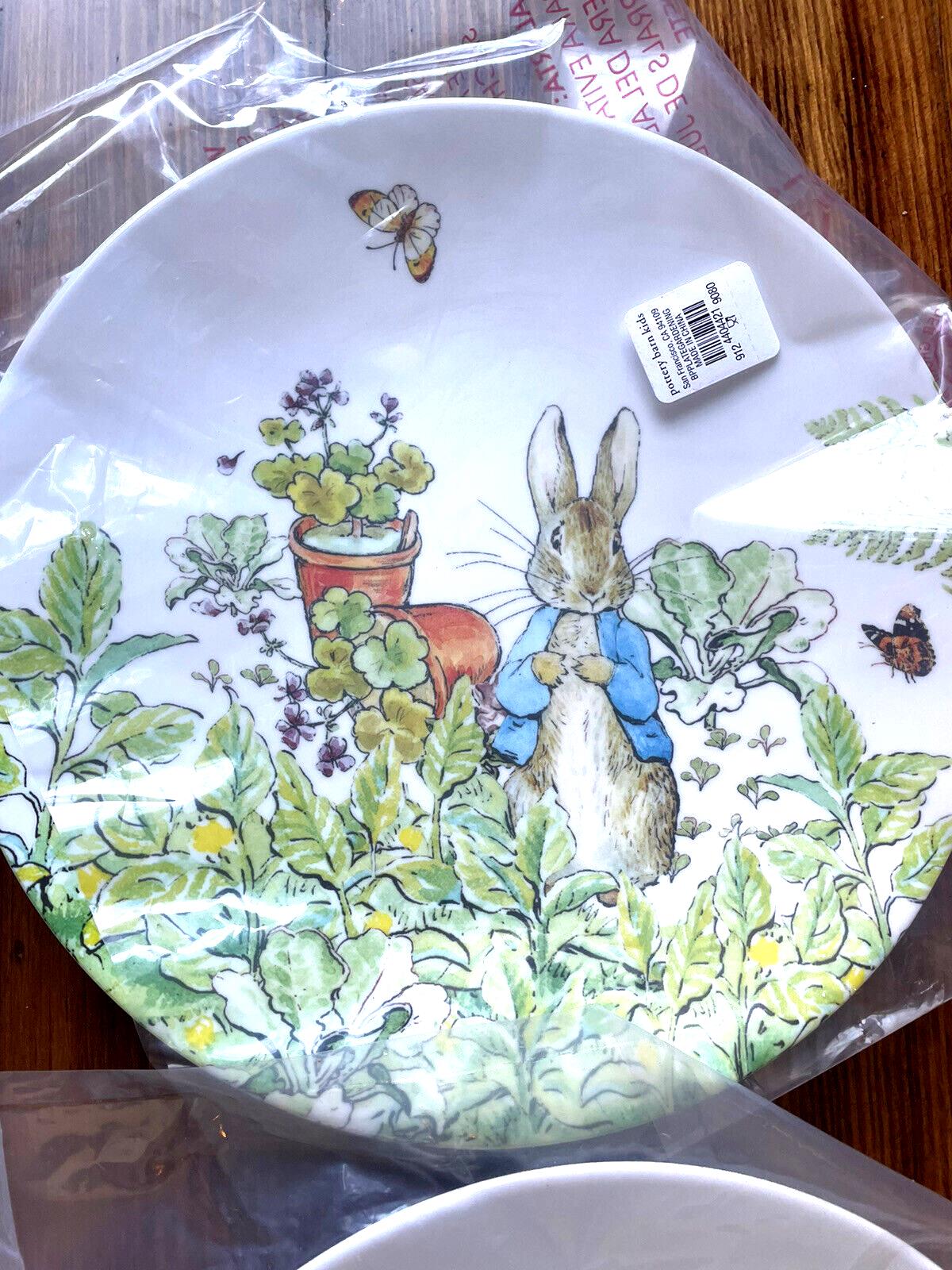 Disney Pottery Barn PLATE Peter rabbit Easter holiday Party BUNNY kid SET 4 a