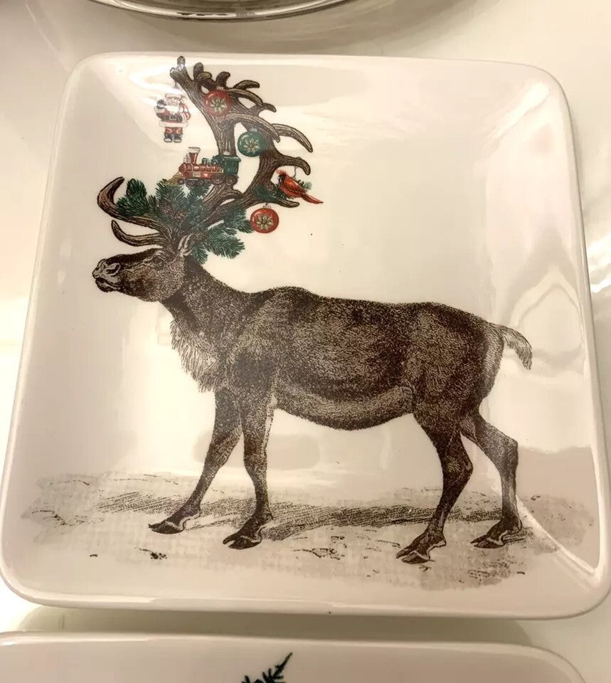 Pottery Barn plate Christmas holiday appetizer party dessert tid bit SET 4 =
