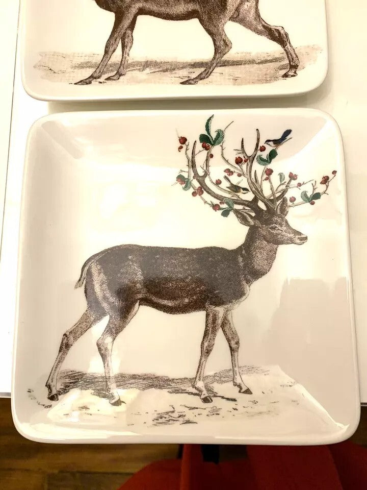 Pottery Barn plate Christmas holiday appetizer party dessert tid bit SET 4 =