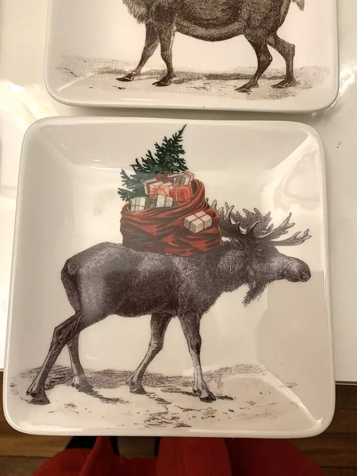 Pottery Barn plate Christmas holiday appetizer party dessert tid bit SET 4 =