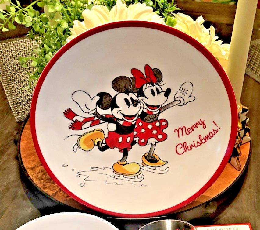 Pottery Barn Mickey Mouse DINER SET PLATE School Christmas holiday party kid 3PC