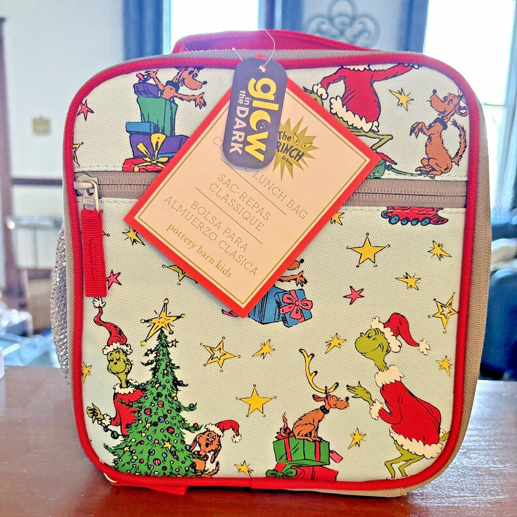 School barn GRINCH LUNCH BOX BAG +UTENSIL SET Peanuts holiday CHRISTMAS [