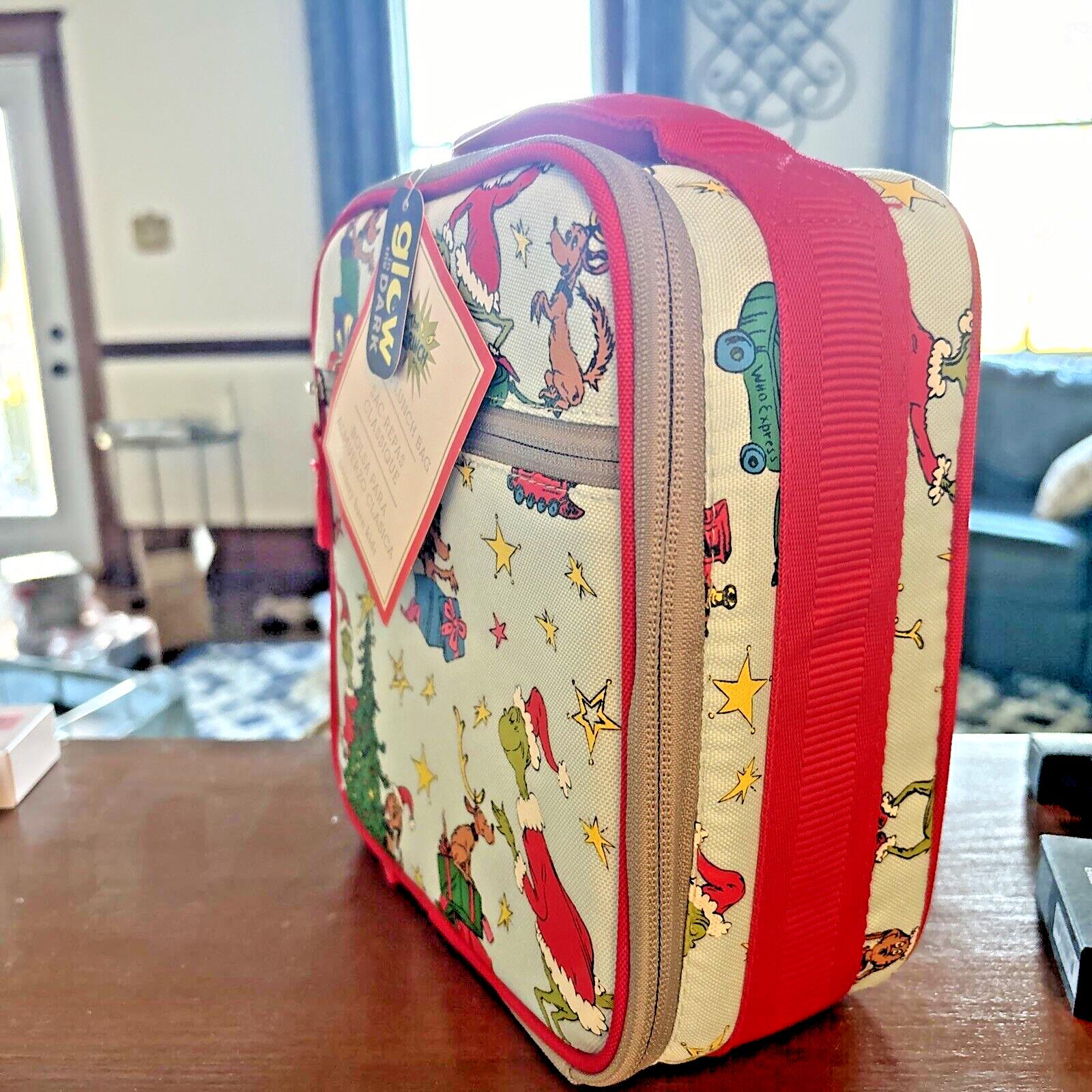 School barn GRINCH LUNCH BOX BAG +UTENSIL SET Peanuts holiday CHRISTMAS [