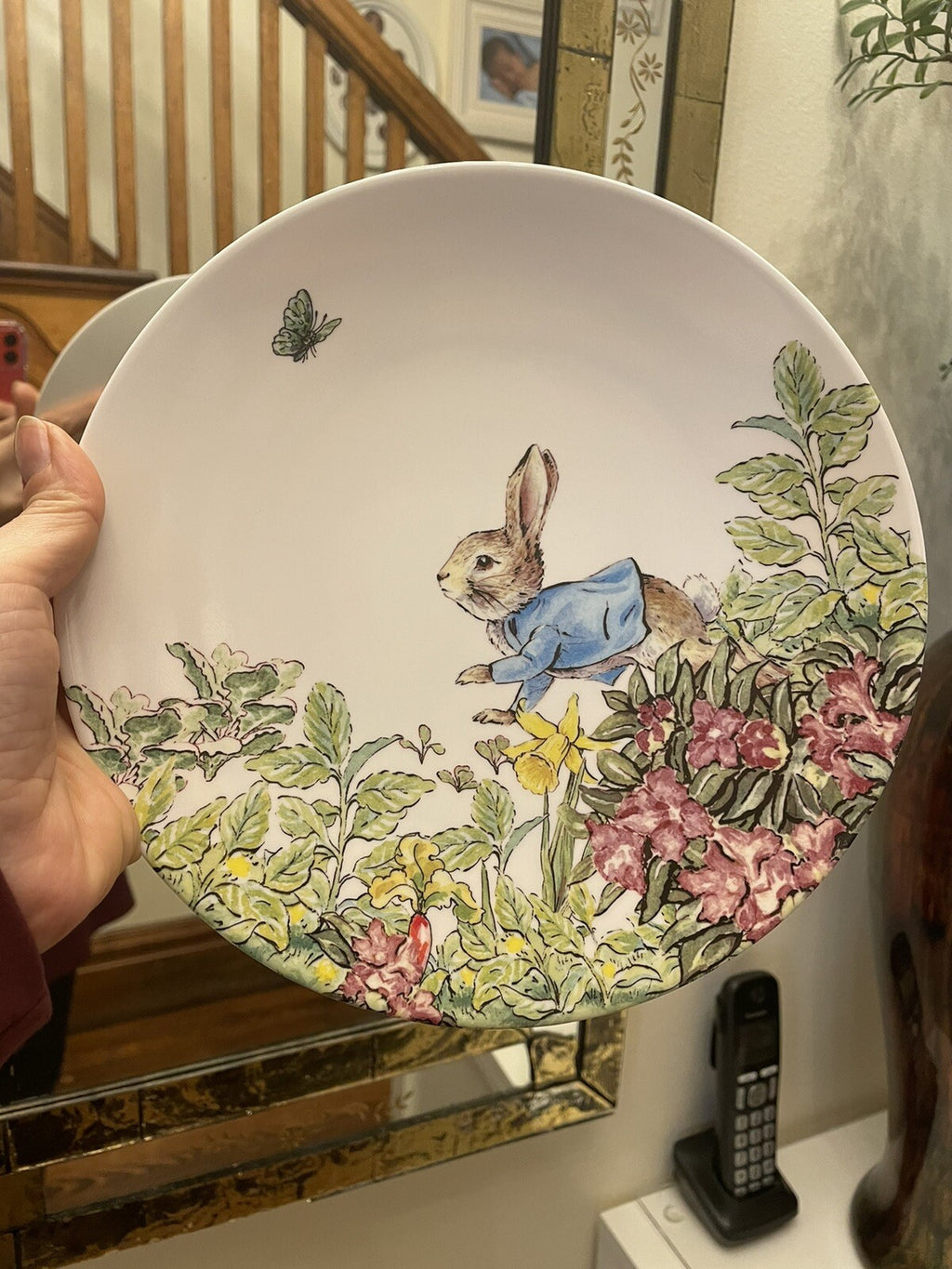 Disney Pottery Barn PLATE Peter rabbit Easter holiday Party BUNNY kid SET 4 a