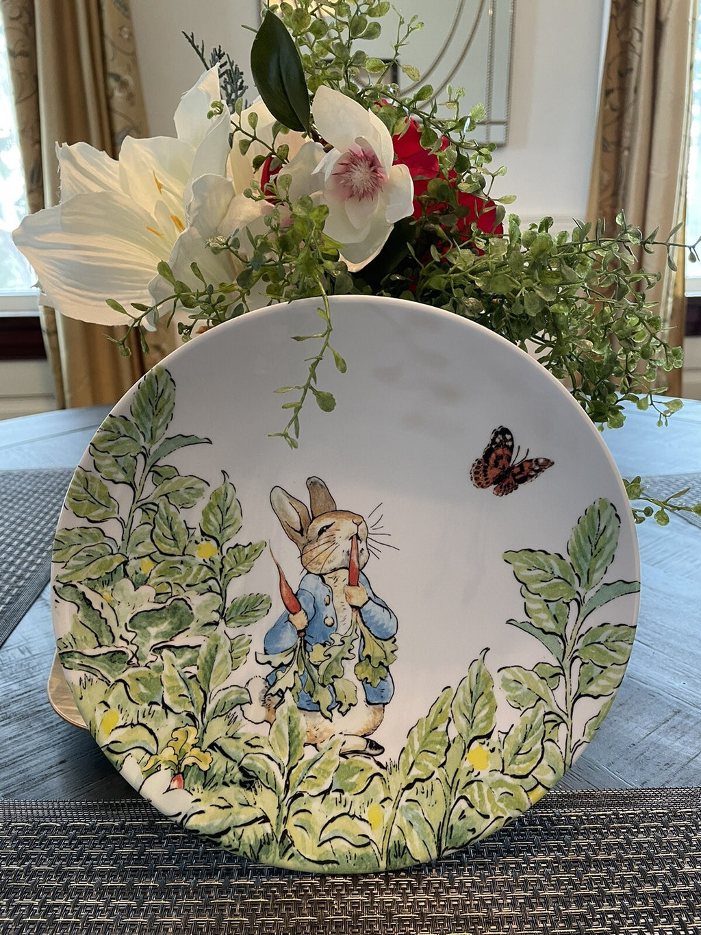 Disney Pottery Barn PLATE Peter rabbit Easter holiday Party BUNNY kid SET 4 a