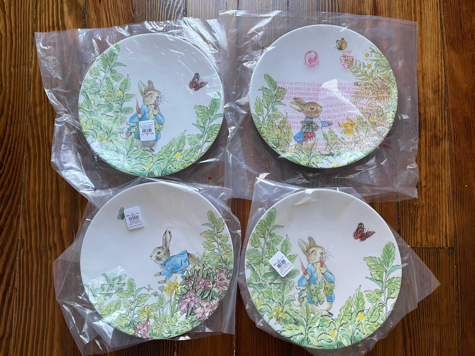 Disney Pottery Barn PLATE Peter rabbit Easter holiday Party BUNNY kid SET 4 a