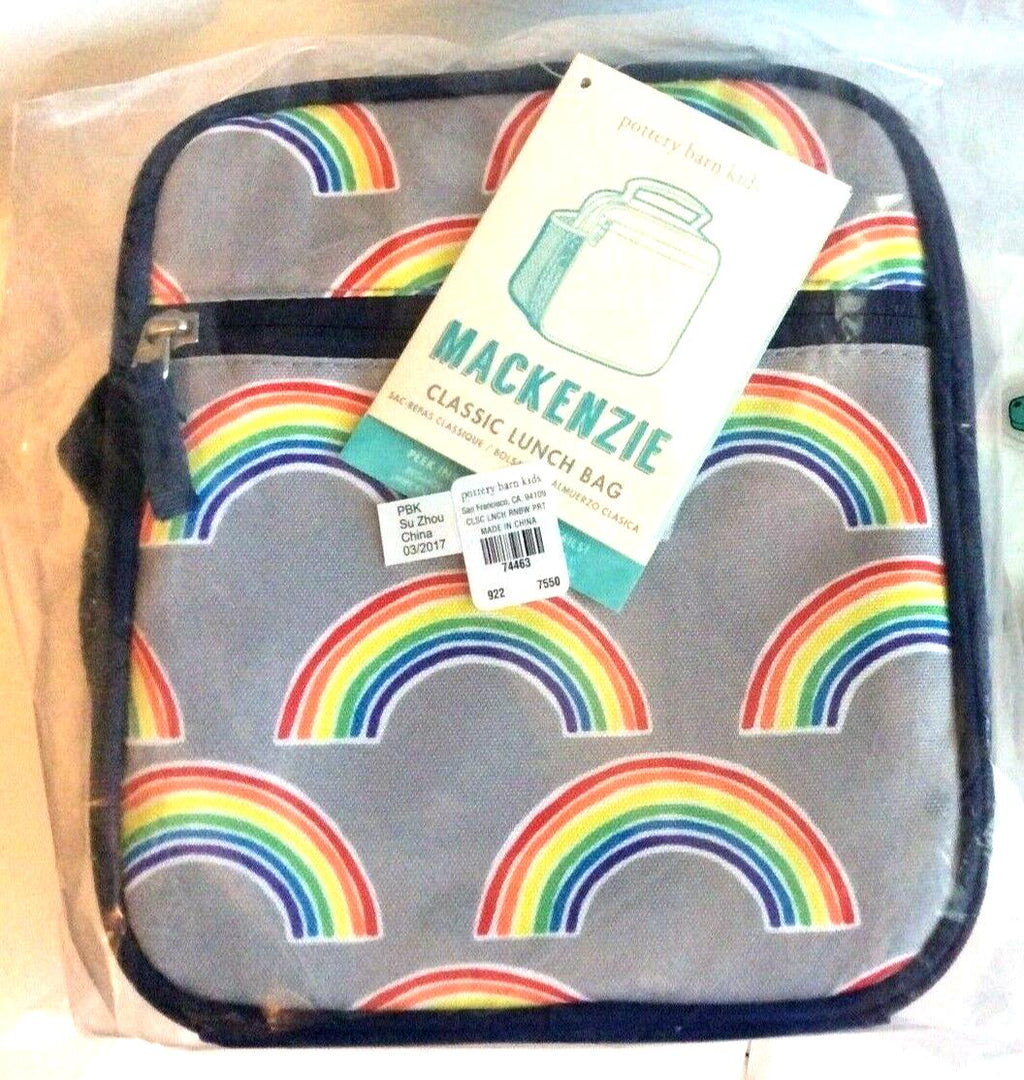 Pottery Barn LUNCH BOX BAG Mickey Mouse school+ Utensil Disney Rainbow party /