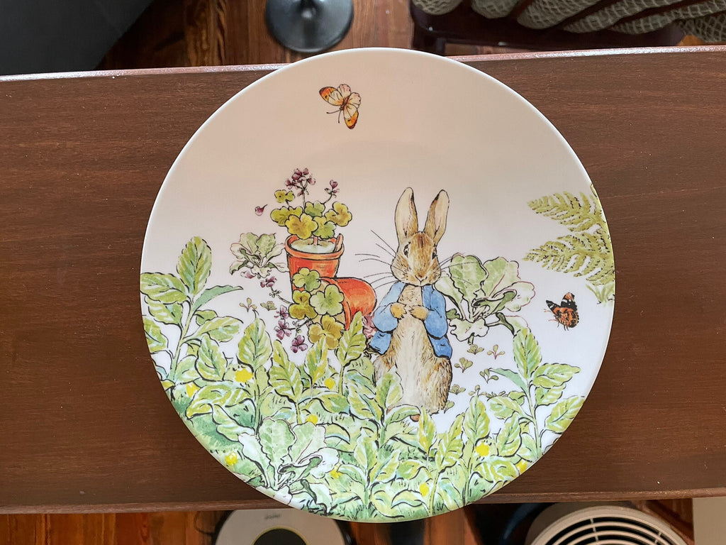Disney Pottery Barn PLATE Peter rabbit Easter holiday Party BUNNY kid SET 4 a
