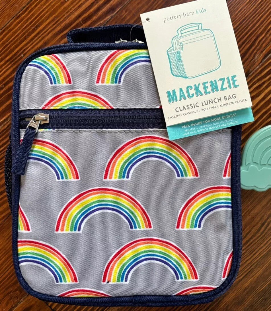Pottery Barn LUNCH BOX BAG Mickey Mouse school+ Utensil Disney Rainbow party /