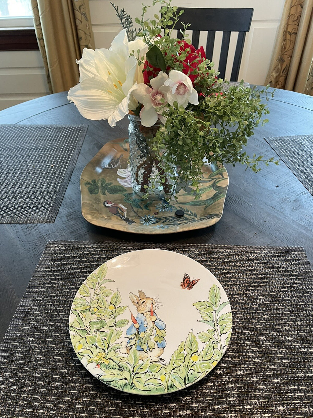 Disney Pottery Barn PLATE Peter rabbit Easter holiday Party BUNNY kid SET 4 a
