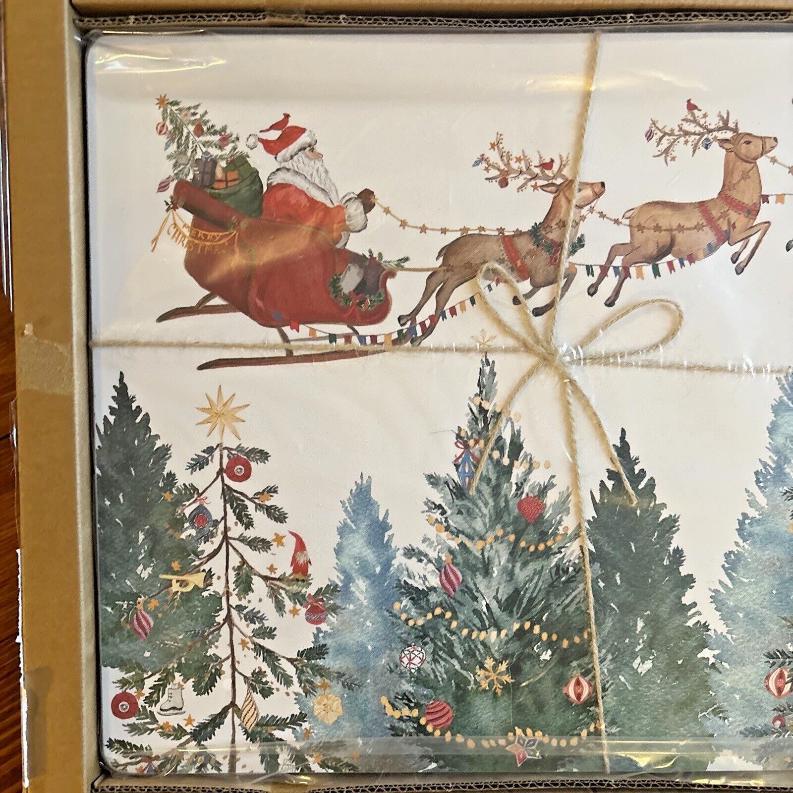 Pottery Barn Disney holiday placemat Santa Christmas Country Reindeer party -
