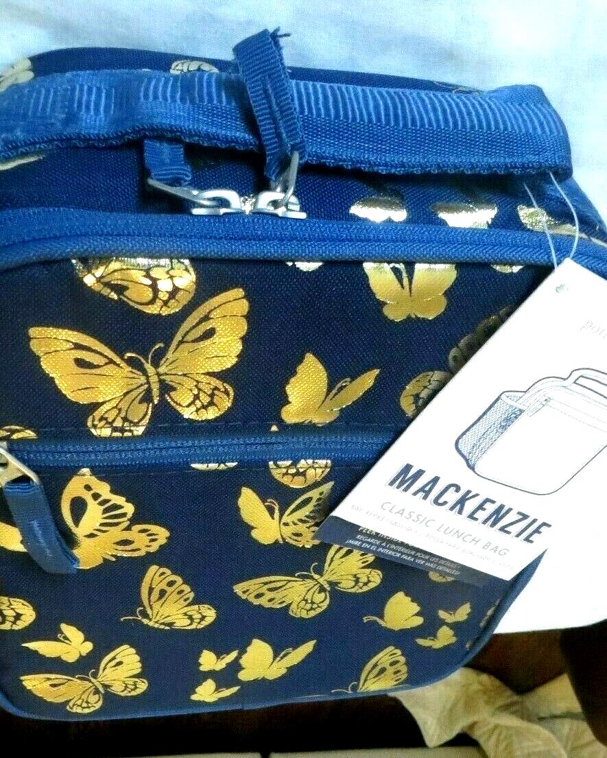 Pottery Barn Butterflies glitter LUNCH BOX BAG school Disney garden gold ?? n