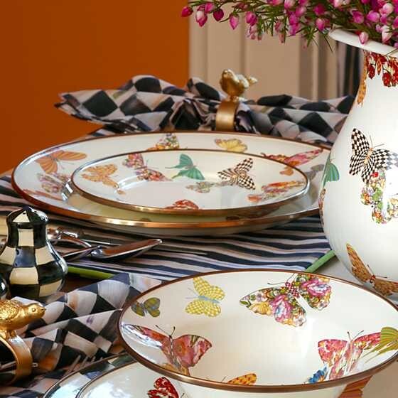 Mackenzie Child plate Butterfly Holiday Disney SET 4 party Flower holiday Gift =