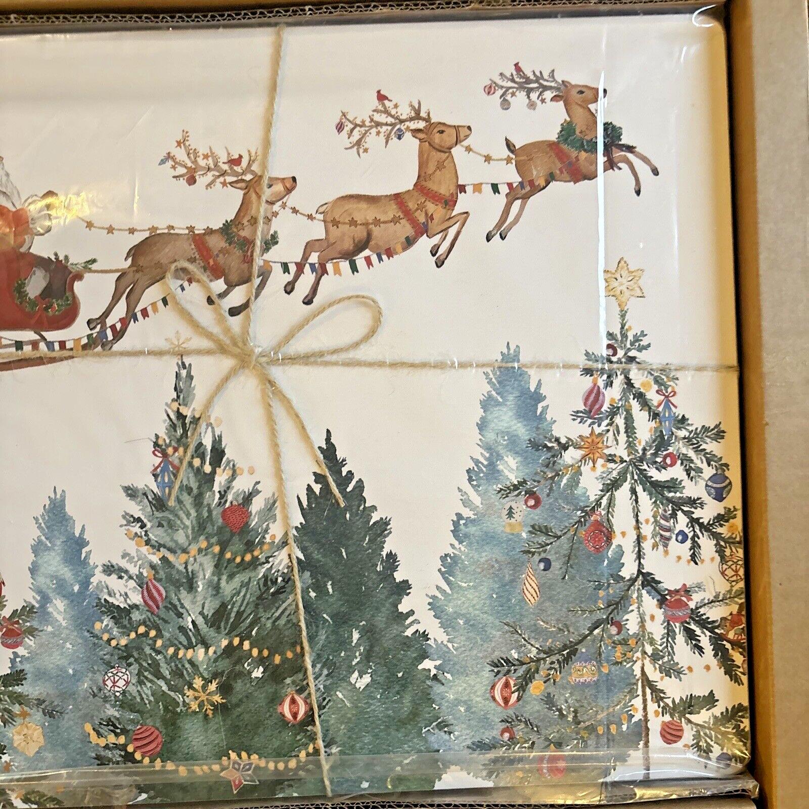 Pottery Barn Disney holiday placemat Santa Christmas Country Reindeer party -