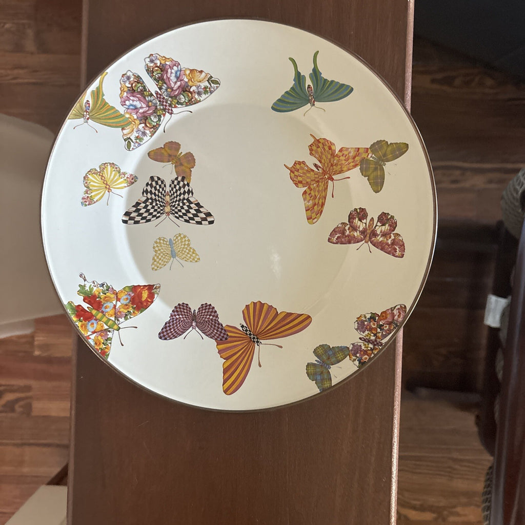 Mackenzie Child plate Butterfly Holiday Disney SET 4 party Flower holiday Gift =