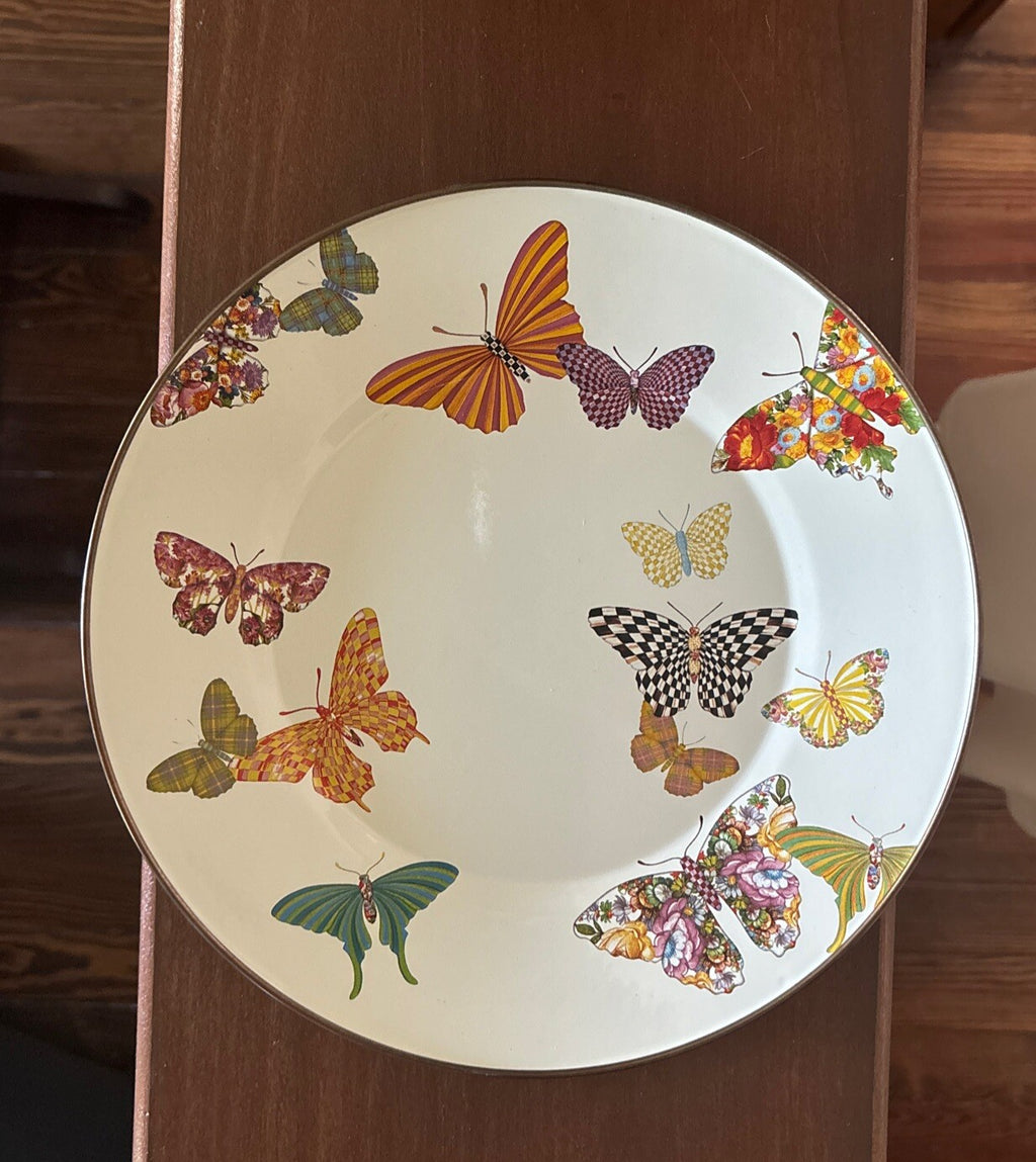Mackenzie Child plate Butterfly Holiday Disney SET 4 party Flower holiday Gift =