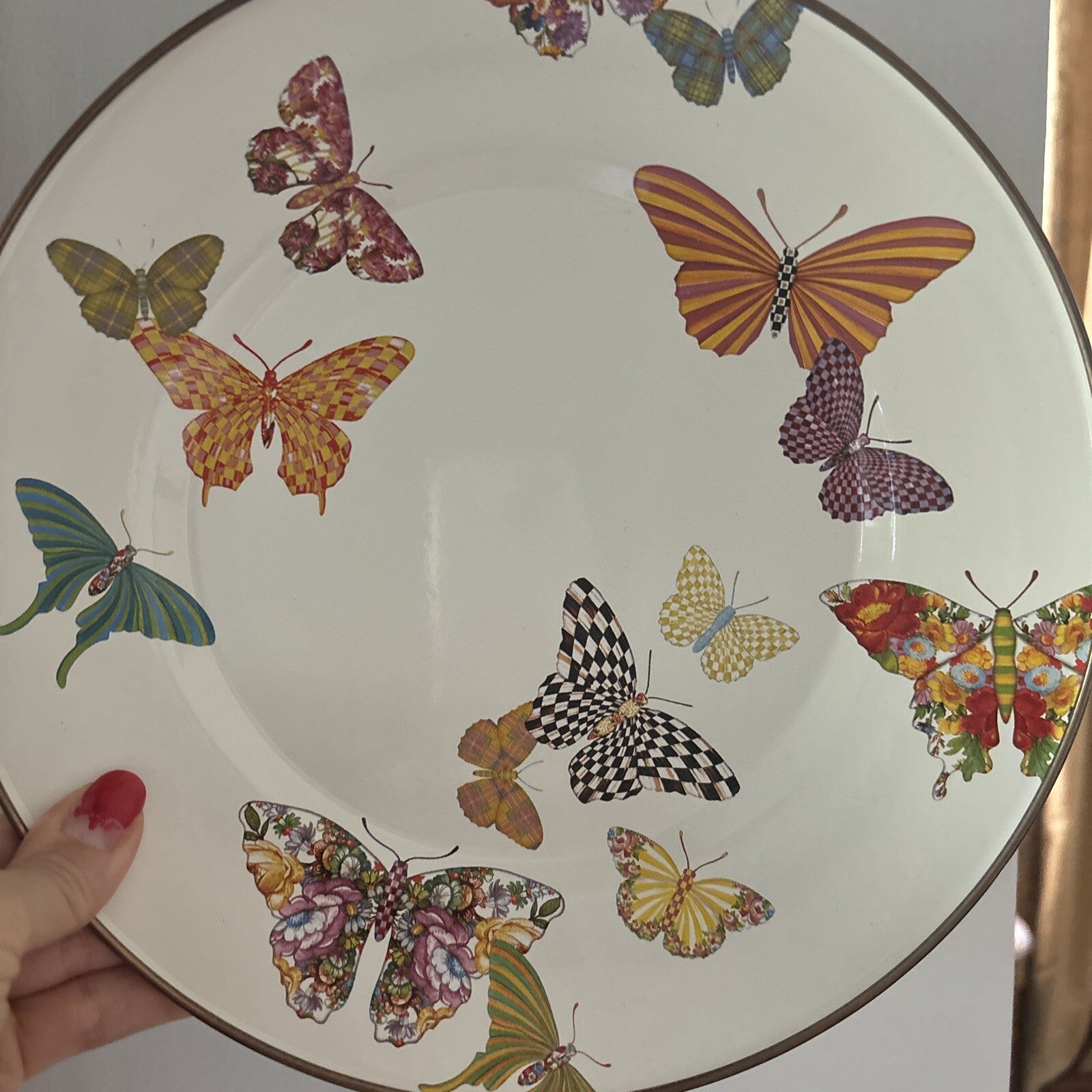 Mackenzie Child plate Butterfly Holiday Disney SET 4 party Flower holiday Gift =