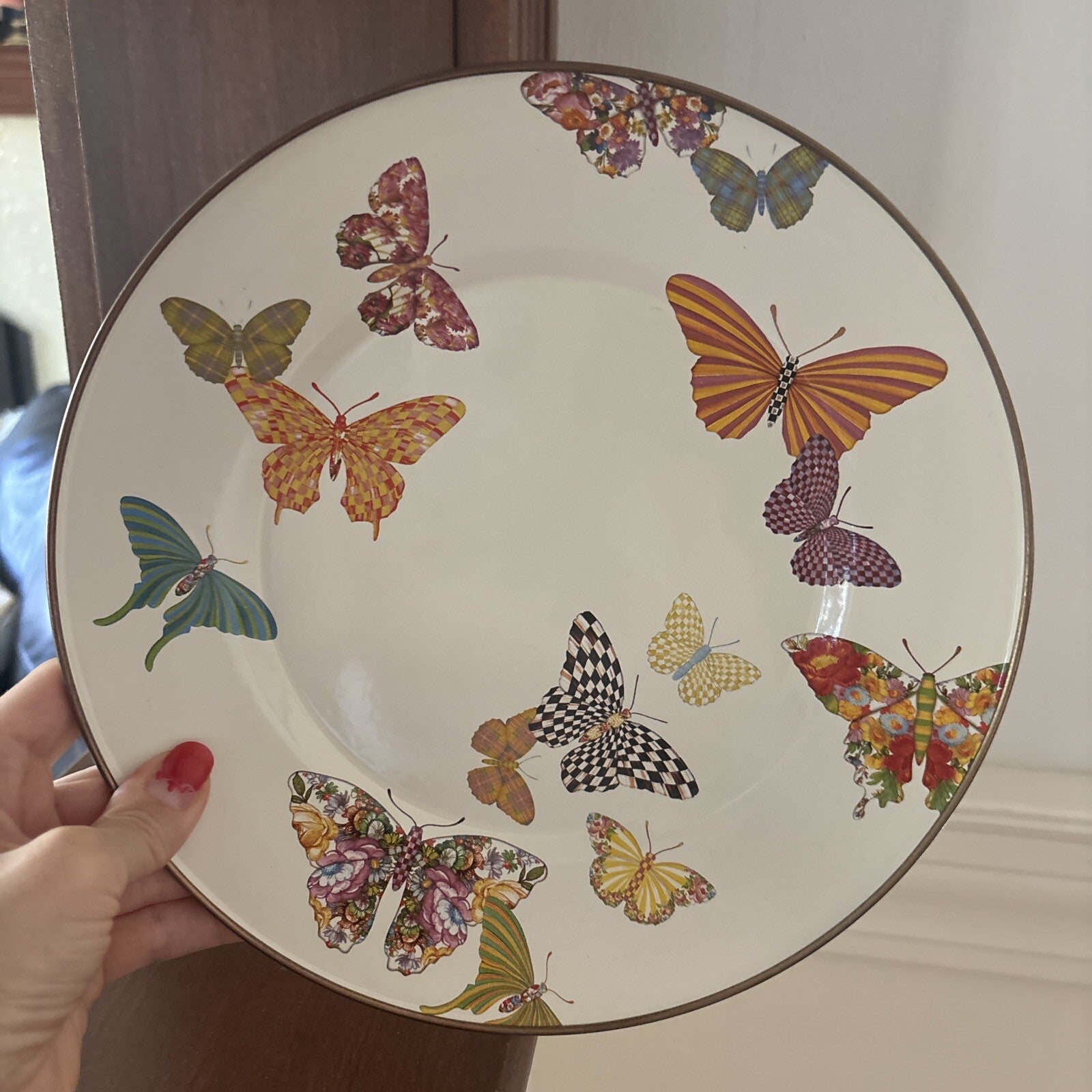 Mackenzie Child plate Butterfly Holiday Disney SET 4 party Flower holiday Gift =