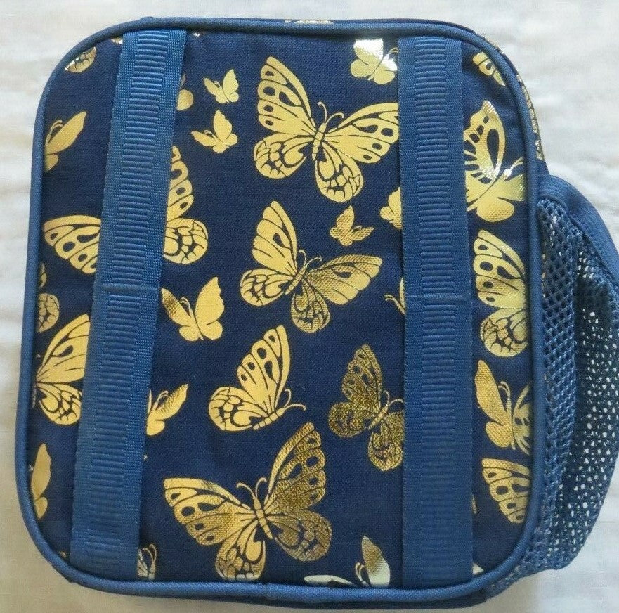 Pottery Barn Butterflies glitter LUNCH BOX BAG school Disney garden gold ?? n