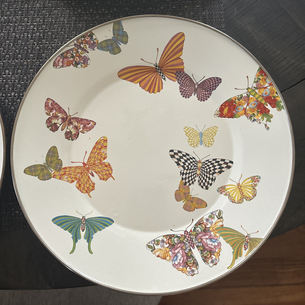 Mackenzie Child plate Butterfly Holiday Disney SET 4 party Flower holiday Gift =