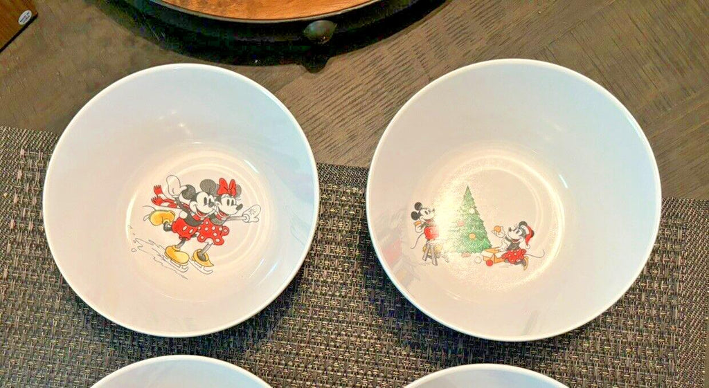 Pottery Barn Disney Mickey Mouse holiday Bowl Christmas gift party Minnie SET [