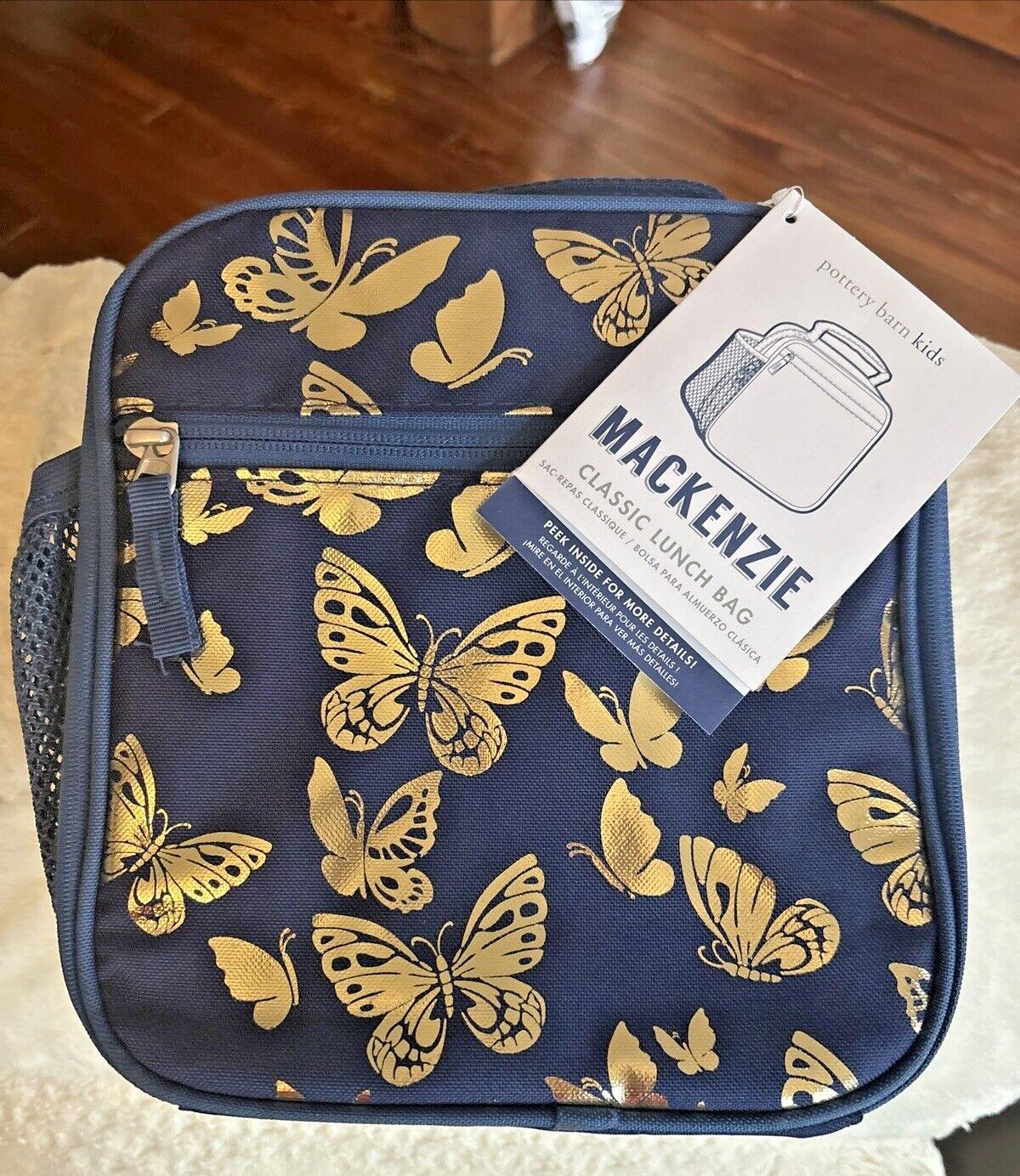 Pottery Barn Butterflies glitter LUNCH BOX BAG school Disney garden gold ?? n