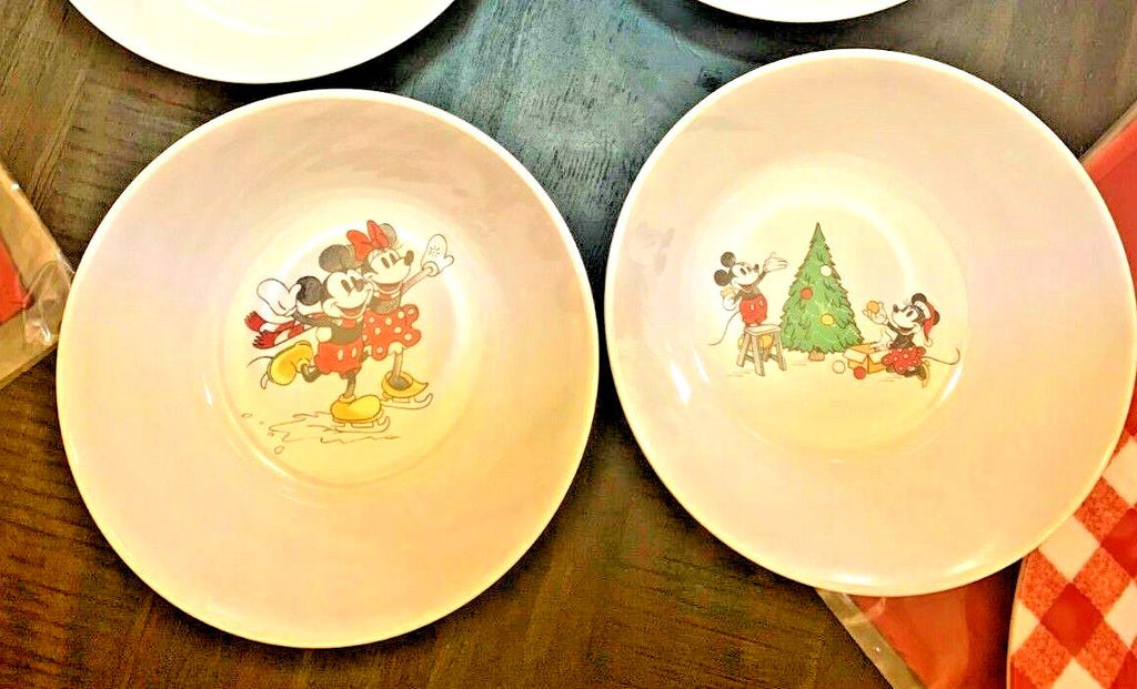 Pottery Barn Disney Mickey Mouse holiday Bowl Christmas gift party Minnie SET [