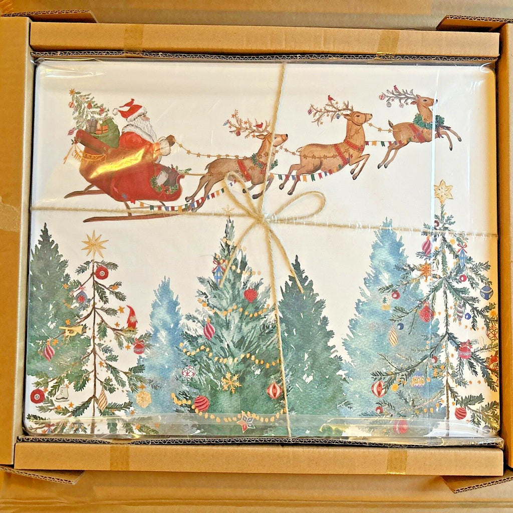 Pottery Barn Disney holiday placemat Santa Christmas Country Reindeer party -