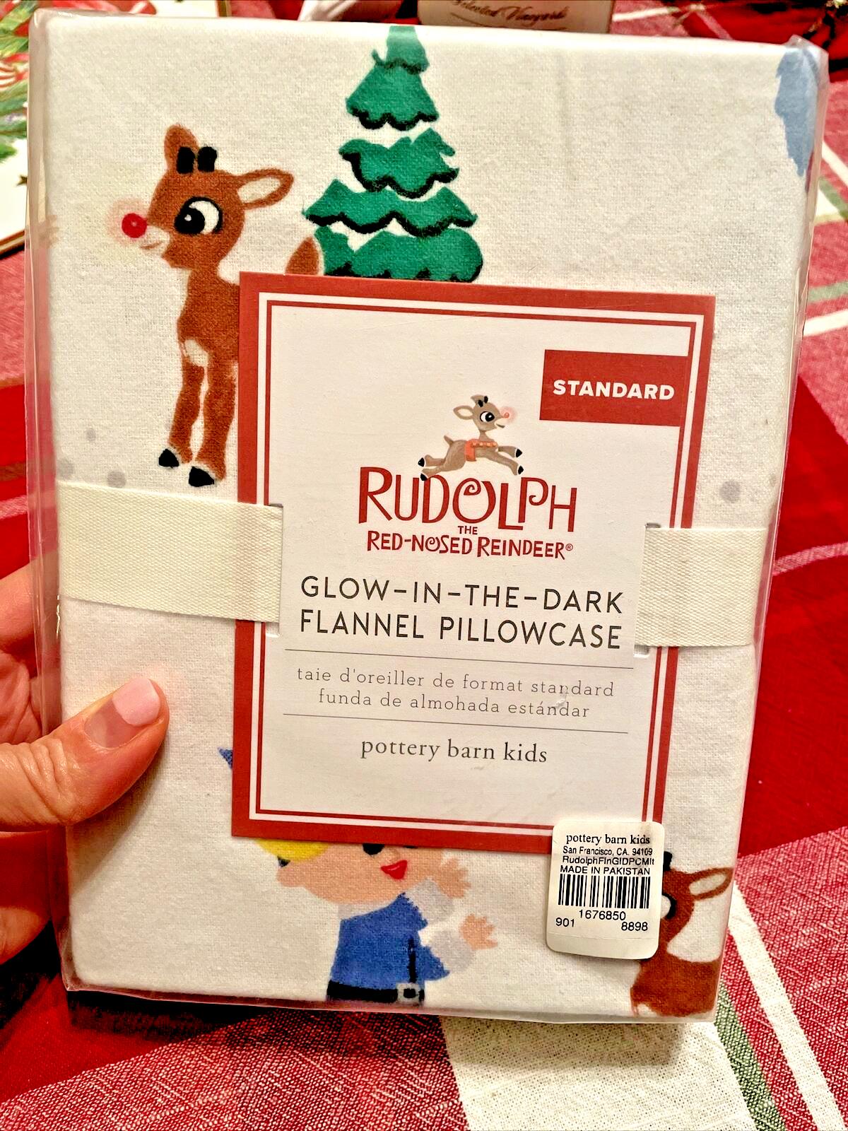 Pottery Barn holiday Rudolph Reindeer Bumble Santa Christmas pillowcase disney "