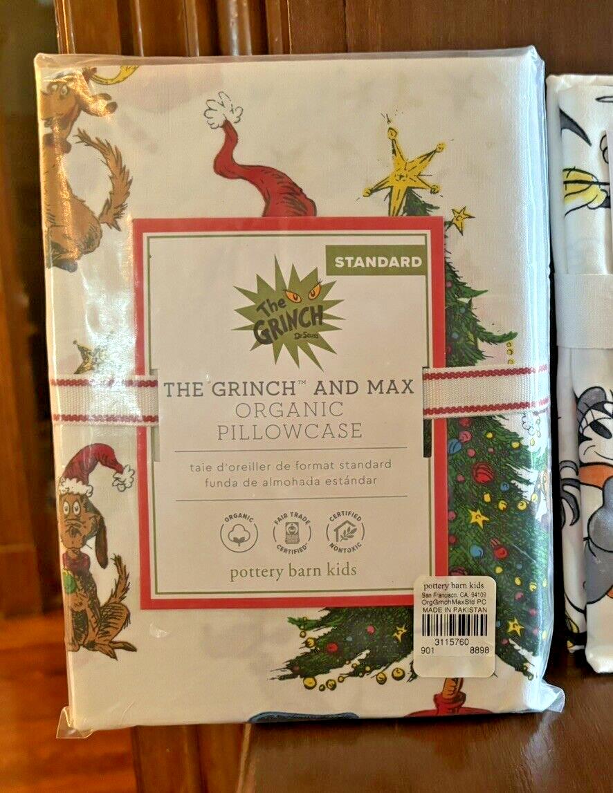 Pottery Barn Grinch Mickey Christmas Seuss Holiday Disney Kid Pillowcase SET 2 `