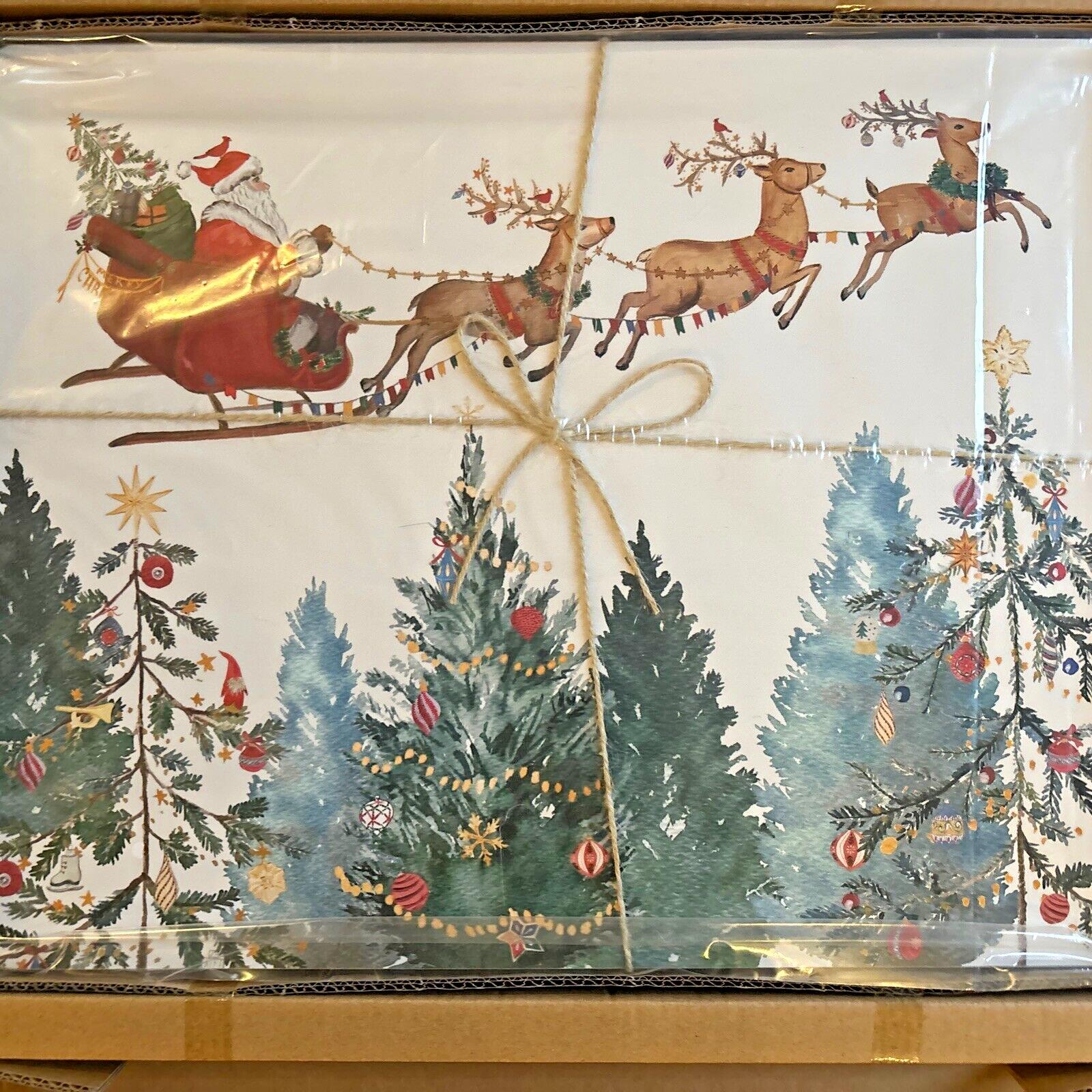 Pottery Barn Disney holiday placemat Santa Christmas Country Reindeer party -
