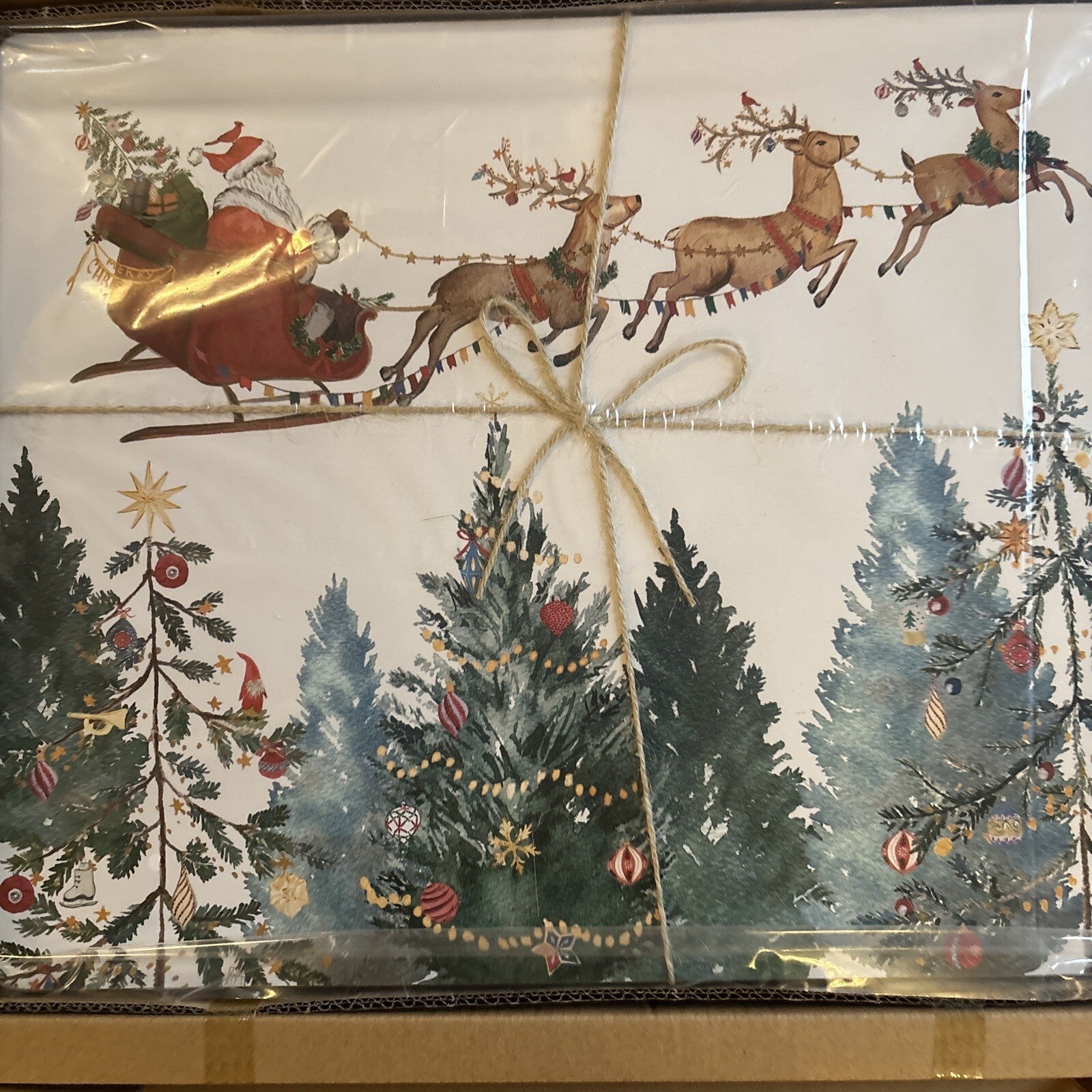 Pottery Barn Disney holiday placemat Santa Christmas Country Reindeer party -