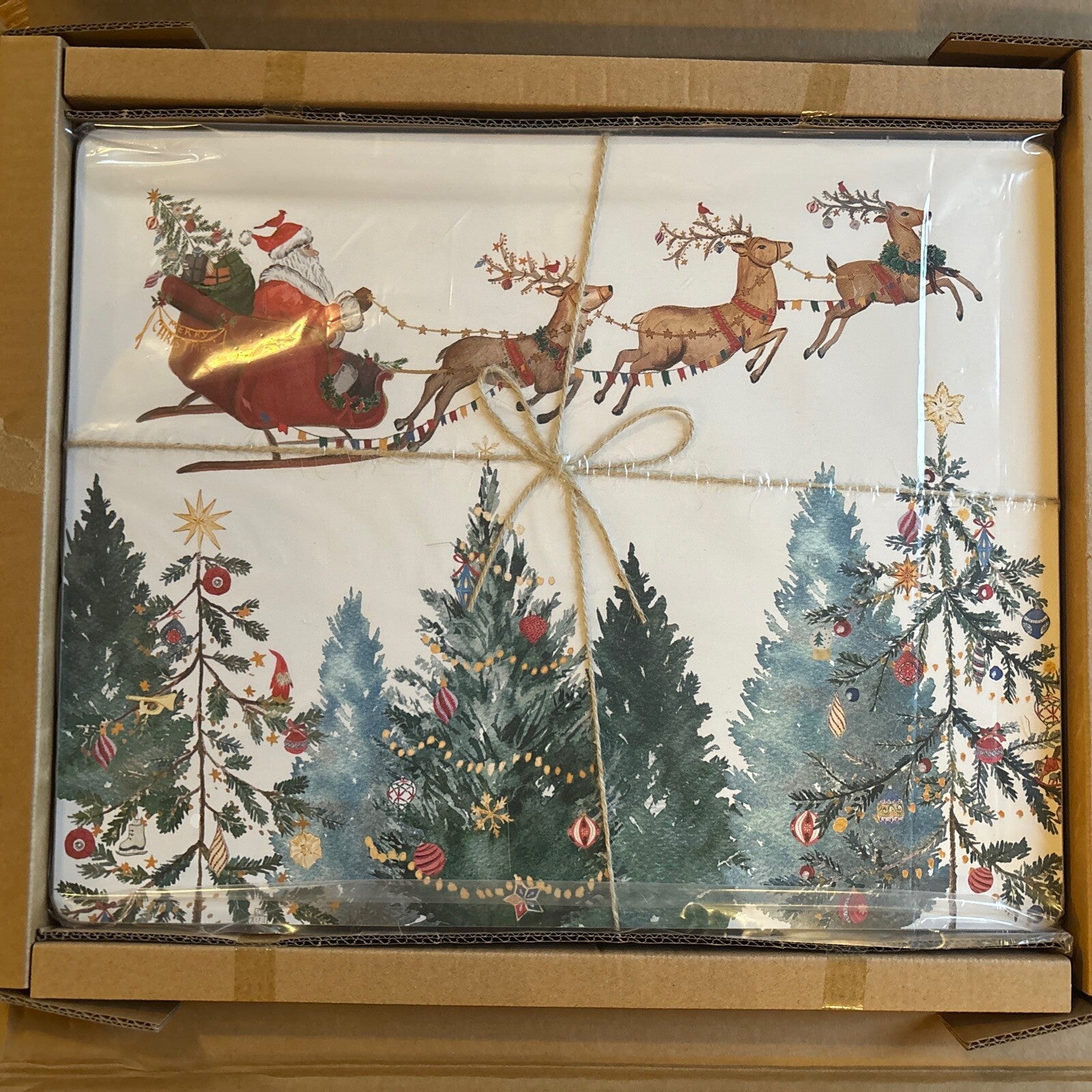 Pottery Barn Disney holiday placemat Santa Christmas Country Reindeer party -